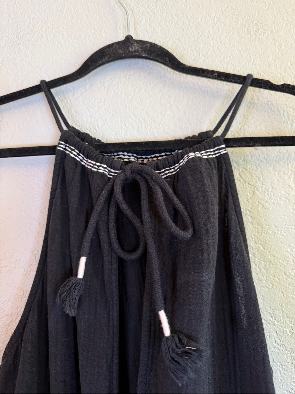 Madewell Cotton Boho Black White Halter Small High Low Back Keyhole Maxi Dress L - Picture 5 of 10